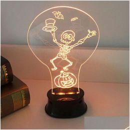 Night Lights Halloween Christmas 3D Acrylic Night Light Usb Battery Small Table Lamp Personality Bedroom Decorative Drop Delivery Ligh Dhrup