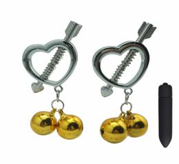 Female Stainless Steel Torture Play Clamp Bell Ring Metal Nipple Clips Breast BDSM Bondage Restraint Fetish Vibrator Sex Toy2055395