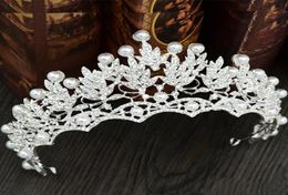 Pearls Diamond Wedding Crowns Bridal Headpieces Headbands Women Crystal Jewelry Tiaras Whole Party Quinceanera Birthday Hair A3926625