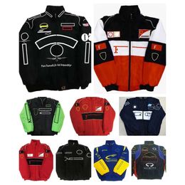 F1 Racing Suit Autumn/Winter Team Embroidered Cotton Padded Jacket Car Logo Full Embroidery Jackets College Style Retro Motorcycle Jackets qr