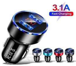 New 2in1 Led Digital Display Dual USB Universal Car Charger For iPhone 12 11 Samsung Huawei Car Mobile Phone Fast charging ada2368098