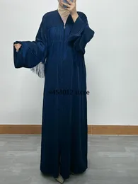 Ethnic Clothing Eid Muslim Abayas For Women Party Abaya Dress Caftan Ramadan Lace-up Islam Dubai Arab Long Robe 2024 Zipper Up Tassel