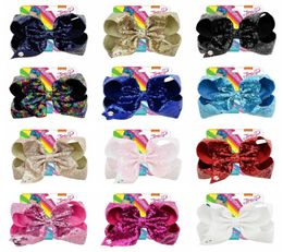 8 Inch Jojo Siwa Hair Bows With Clip For Baby Children Large Sequin Bow Unicorn5641803