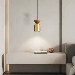 Pendant Lamps Light Luxury Solid Copper Brass Bedside Bedroom Bar Golden Wood Modern Restaurant Shops