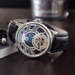 Top Fashion Automatic Mechanical Self Winding Watch Men Gold Silver Dial 42mm Classic Design Tourbillon Wristwatch Gentlemen Classic Leather Strap Clock 1807