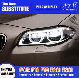 Lighting System AKD Head Lamp For F10 F18 LED Headlight 2010-2024 Headlights 520i 525i 530i 535i DRL Turn Signal High Beam Angel Eye