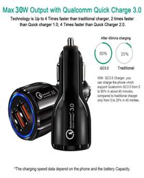 Top Quality QC 30 fast charge 31A Quick Charge car Charger Dual USB Fast Charging Phone Charger6986365