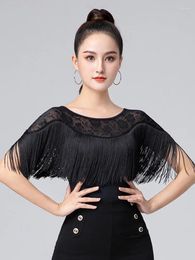 Stage Wear Solid Colour Tassels Line Dance Rompers Women Practise Latin Elegant Clothing Standard Dances Clothes Slim Fit Ballroom Top