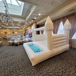 wholesale 3x3m (10x10ft) full PVC Pastel kids inflatable white bounce house with ball pit baby bouncer moonwalks jumping bouncy castle soft play equipment