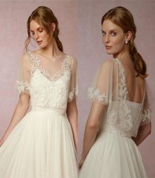 New Arrival Bridal Wraps Beaded Lace Applique Shawl Bridal Coat Backless Short Sleeve Beautiful Wedding Jacket5851892