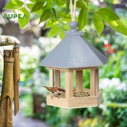 Other Bird Supplies Wooden House Feeder Outdoor Birds Hanging Feeding Station Hollow Food Container For Garden Park