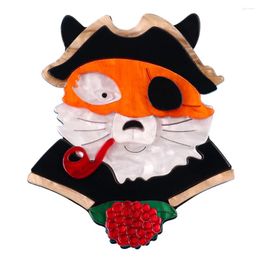 Brooches FishSheep Cute Pirate Tobacco Pipe Dog Cat Acrylic Brooch For Women Big Resin Animals Safety Pins Brooche Handmade Jewellery Gifts