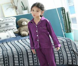 Spring Autumn Children Satin Pyjamas Sets Kids Girls Solid Silk Long Sleeve 2 Pieces TopsPants Sleepwear Pyjama For Child Y2007049502740