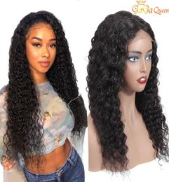 Brazilian Deep Wave Wigs 4x4 Lace Frontal Wigs Brazilian Human Hair Lace Closure Wig Nature Color4853247