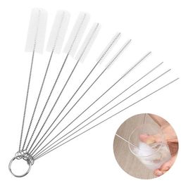 10pcs Drinking Straws Cleaning Brushes Set Nylon Pipe Tube For Bottle Keyboards Jewelry Stainless Steel Handle Clean Brush Tools D4074579