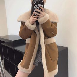 Haining Winter New Sheep Fleece Women's Fur Wearing Casual Wool Coat On Both Sides 181864