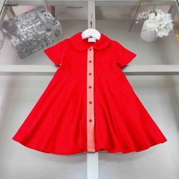 Luxury girls skirt kids designer clothes Solid color girl dresses Size 100-160 CM Knight embroidery Princess dress summer baby frock 24Mar