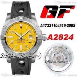 2020 GF V2 Seawolf A1733110 I519-200S ETA A2824 Automatic Mens Watch Yellow Dial Number Markers Black Rubber Edition PTBL Pur286a