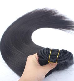 120g Straight Clip In Human Hair Extensions Brazilian human hair Clip in Hair Extensions Clip ins 7pcsset6280827