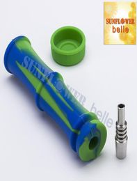 Bamboo Silicone Nector Collect Kit with Titanium Tip Water Bong Hand Spoon Pipe Silicone Rig Smoking Pipes6105083