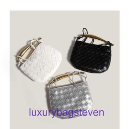 Brand Bottgs's Vents's sardine Tote bags for women online shop Small crowd mini bag woven small metal handle half moon single shoulder cross body with real logo