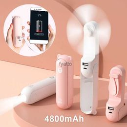 Electric Fans Portable Fan Mini Handheld USB 4800mAh Charging Pocket with Mobile Power Flash FunctionH240308