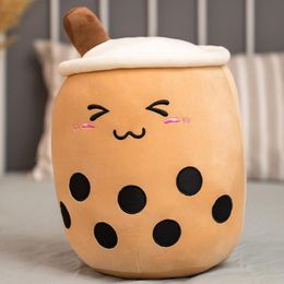 Cute Fruit Drink Plush Stuffed Soft Pink Strawberry Milk Plush Boba Cup Toy Bubble Pillow Cushion Kids Gift221J