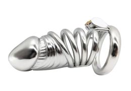 Latest Design Glans Shape Male Cock Cage With Penis Ring Bondage Lock Stainless Steel Chastity Device Adult BDSM Sex Toy F548637449
