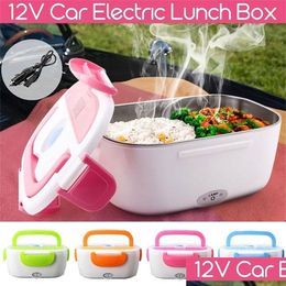 Bento Boxes S Heating Lunch Boxes Portable Electric Heater Box Car Plug Food Bento Storage Container Warmer Ben Drop Delivery Home Gar Dh3B7