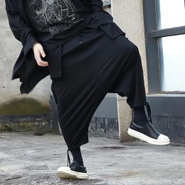 Pants Men's nine minute pants spring/summer fashion Yamamoto wind dark black men low crotch baggy pants small leg pants