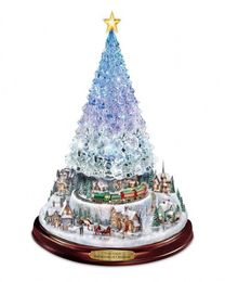 Christmas Decorations Tree Rotating Sculpture Train Paste Window Stickers Winter Home Decoration8327718