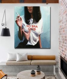 No Bar Club Indoor Decoration Abstract Smoking Girl Canvas Paintings Posters and Prints Modern Wall Art Pictures for Living Room7638925