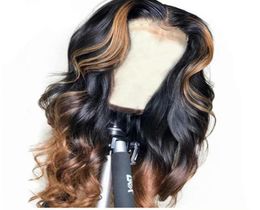 Highlights Full Lace Human Hair Wigs Body Wavy Ombre Lace Front Wig Brazilian Virgin Human Hairs Pre plucked Natural Hairline 1501614137