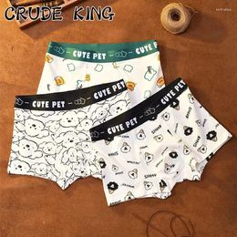 Underpants 3Pcs/Lot Cartoon Pattern Printing Fashion Personality Youth Man Cotton Boxers 4XL Large Size Breathable U Pouch Bag Underwear