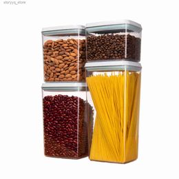 Food Jars Canisters 4 Pcs Set Kitchen Storage Organiser PP High Quality Food Container Kitchen Refrigerator Noodle Box Multigrain Storage Box Tank L0309