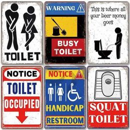 Metal Painting Toilet Warning Signs Metal Plaque Vintage Man Lady Funny Restroom Poster Metal Tin Plates Wall Decor for Bathroom Market Bar T240309