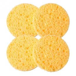 Whole 4 PCs Natural Wood Fiber Face Wash Cleansing Sponge Beauty Makeup Tools Accessories Round Yellow 7cm Dia 3948188