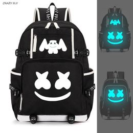 Marshmello Luminous USB Laptop Backpacks American Mystery DJ Student School Bag for Teenagers Men Women Girls Boys Book Bags New307z