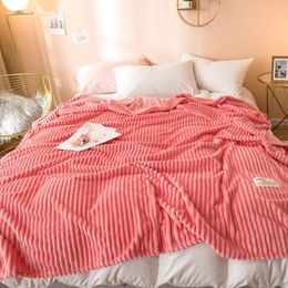 Watermelon Red Colour Blankets for Beds Single Queen Flannel Coral Fleece Blanket On the Bed Soft Warm Thickness Bedspread 201113247m