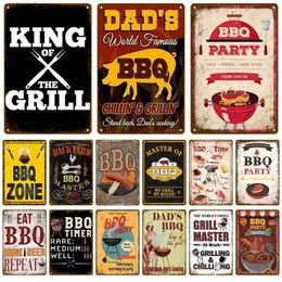 Metal Painting Retro Plaque Vintage Grill King Metal Sign Backyard BBQ Sign Tin Sign Bar Pub Garden Decor Dads BBQ Wall Plate Chillin Grillin T240309