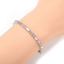 Wolf Tide 3mm Bling Cz Stone Tennis Bracelet Baguette Full Iced Out Round Square Cubic Zircon Chain Bangle Bracelets Hip Hop Top Quality Jewelry Accessories Bijoux