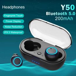 Y50 Bluetooth Earphones Outdoor Sports Wireless Headset 5.0 With Charging Bin Power Display Touch Control Headphones Earbuds