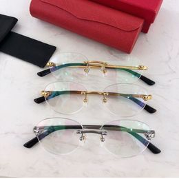 Titanium Optical Glasses Leopard head decoration Frame Rimless Anti blue light Round Classic Men Women Accessories Fashion Cat Eye286c