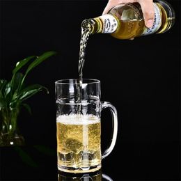 Mugs 1000ml Beer Mug Handmade Heat Resistance Clear Glass Coffee Tea Milk Juice Cup Water Drinking Office Drinkware245k