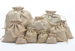 Natural Jute Drawstring Bags Stylish Hessian Burlap Wedding Favor Holders For Coffee Bean Candy Gift Bag Pouch9339488