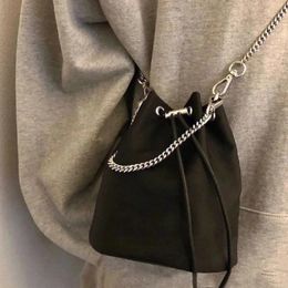 Fashion and luxury Bucket Bags Women Nylon Handbag Mini Tote Small Long chain Shoulder Crossbody Bags Purses Classic black