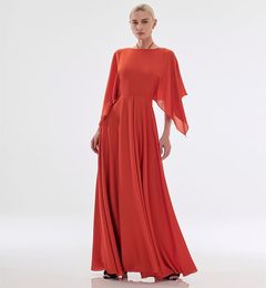 Sexy Long Rusty Red Jewel Neck Prom Dresses A-Line Zipper Open Back Pleated Floor Length Evening Dresses for Women