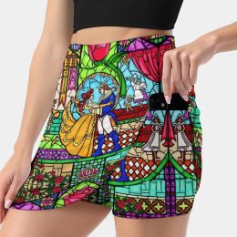 Skirts Patterns Of The Stained Glass Window Women's skirt With Hide Pocket Tennis Skirt Golf Skirts Badminton Skirts Running skirts