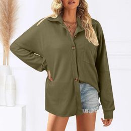 Women's Blouses 2024 Women Casual Shirt Solid Colour Long Sleeve Spring Autumn Clothes Loose Button Down Shirts Ladies