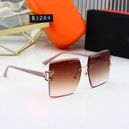 2024 Luxury Designer OFF Luxury Designer New Men's and Women's Sunglasses Off Frameless Trimmed Mesh Red Letter Fashion Gradient Color Resistant